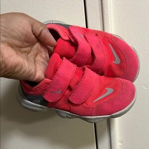 Nike Pink and Gray Sneakers with Velcro Straps Size10